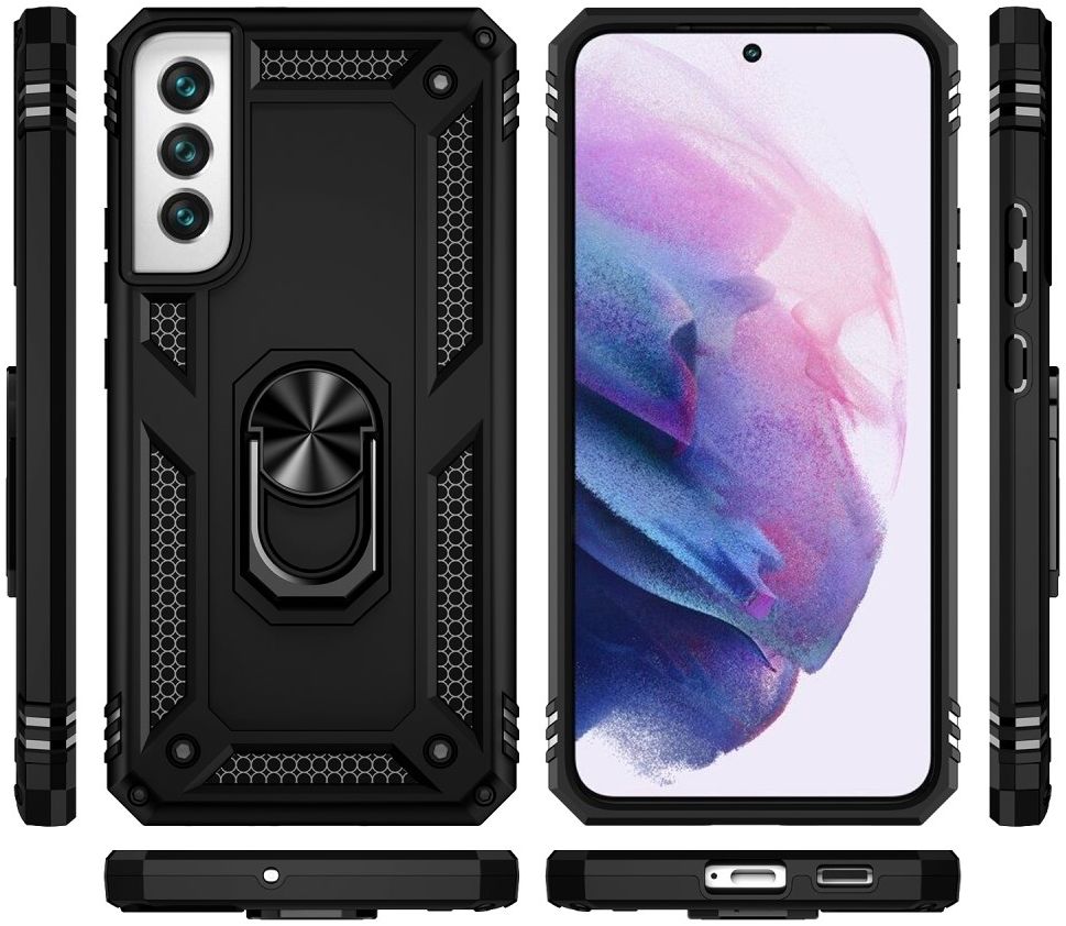 Samsung Galaxy S22 Hoesje Hybride Kickstand Back Cover Zwart afbeelding 9