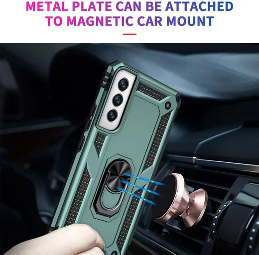 Samsung Galaxy S22 Hoesje Hybride Kickstand Back Cover Groen afbeelding 5