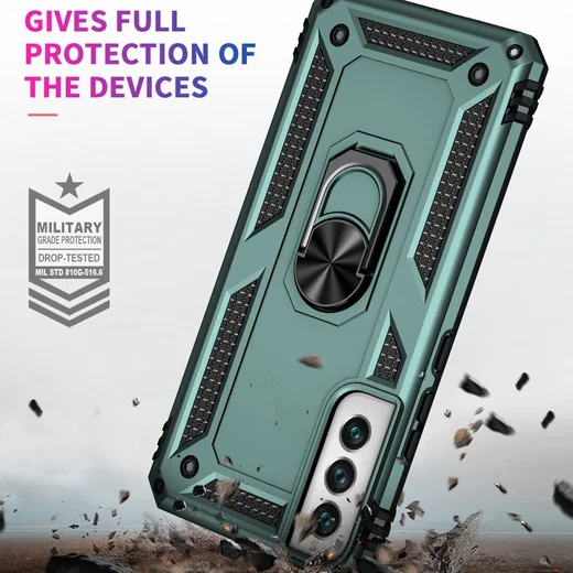 Samsung Galaxy S22 Hoesje Hybride Kickstand Back Cover Groen afbeelding 4