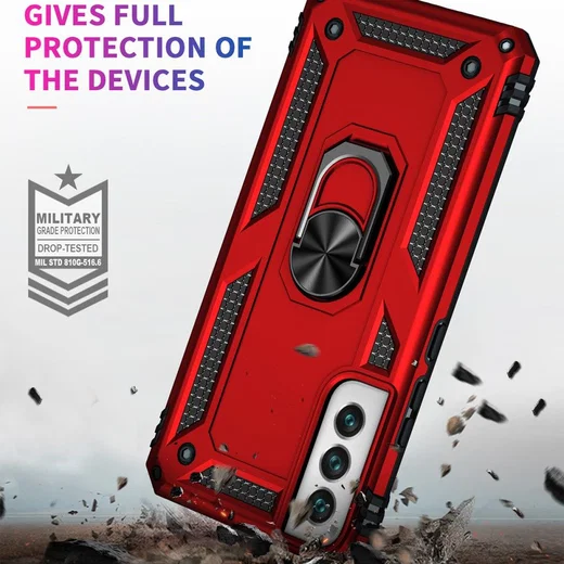 Samsung Galaxy S22 Hoesje Hybride Kickstand Back Cover Rood afbeelding 4