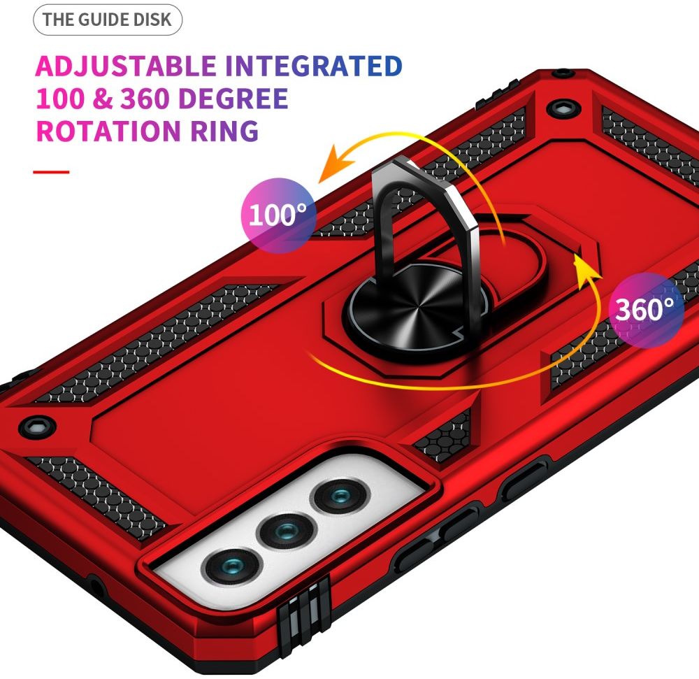 Samsung Galaxy S22 Hoesje Hybride Kickstand Back Cover Rood afbeelding 7