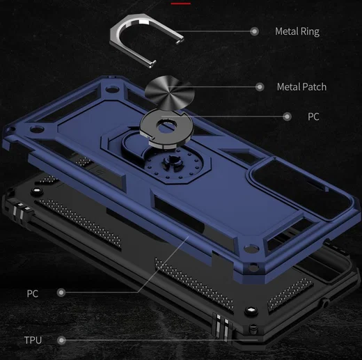 Samsung Galaxy S22 Plus Hoesje Hybride Kickstand Back Cover Blauw afbeelding 8