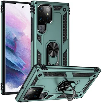 Samsung Galaxy S22 Ultra Hoesje Hybride Kickstand Back Cover Groen