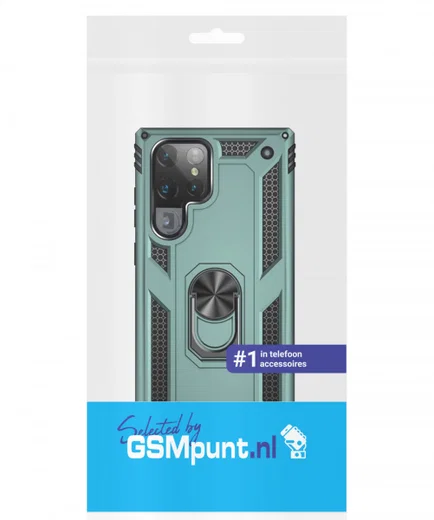 Samsung Galaxy S22 Ultra Hoesje Hybride Kickstand Back Cover Groen afbeelding 10