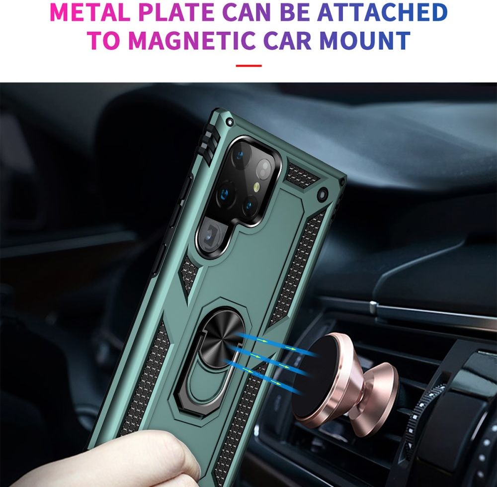 Samsung Galaxy S22 Ultra Hoesje Hybride Kickstand Back Cover Groen afbeelding 7