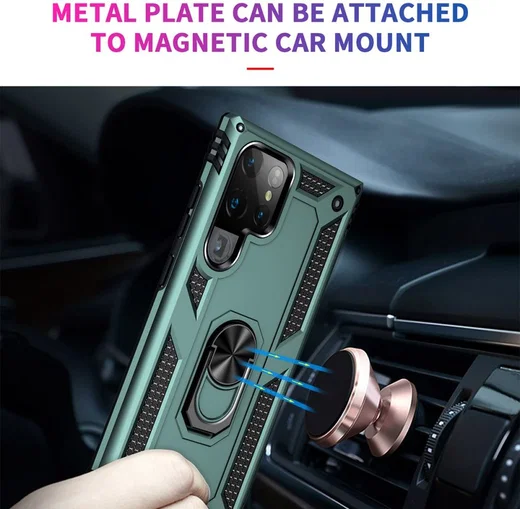 Samsung Galaxy S22 Ultra Hoesje Hybride Kickstand Back Cover Groen afbeelding 7