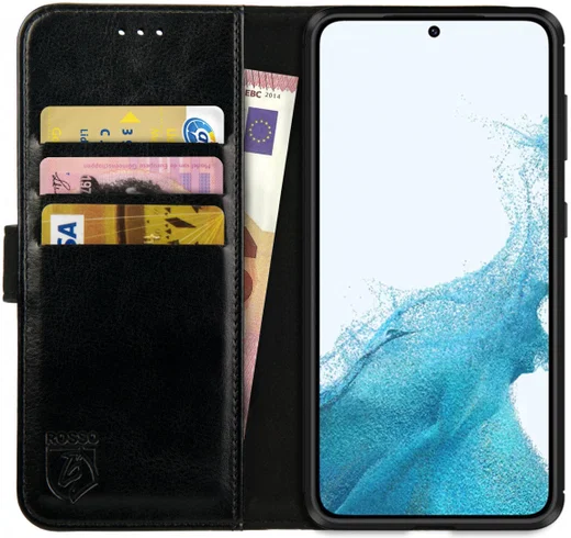Rosso Element Samsung Galaxy S22 Hoesje Book Cover Wallet Zwart afbeelding 1