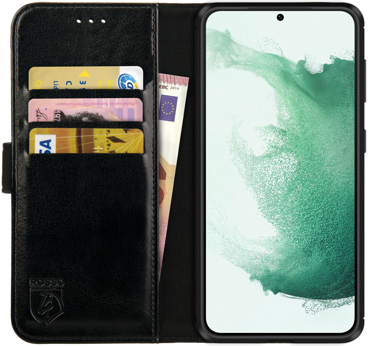 Rosso Element Samsung Galaxy S22 Plus Hoesje Book Cover Wallet Zwart afbeelding 1