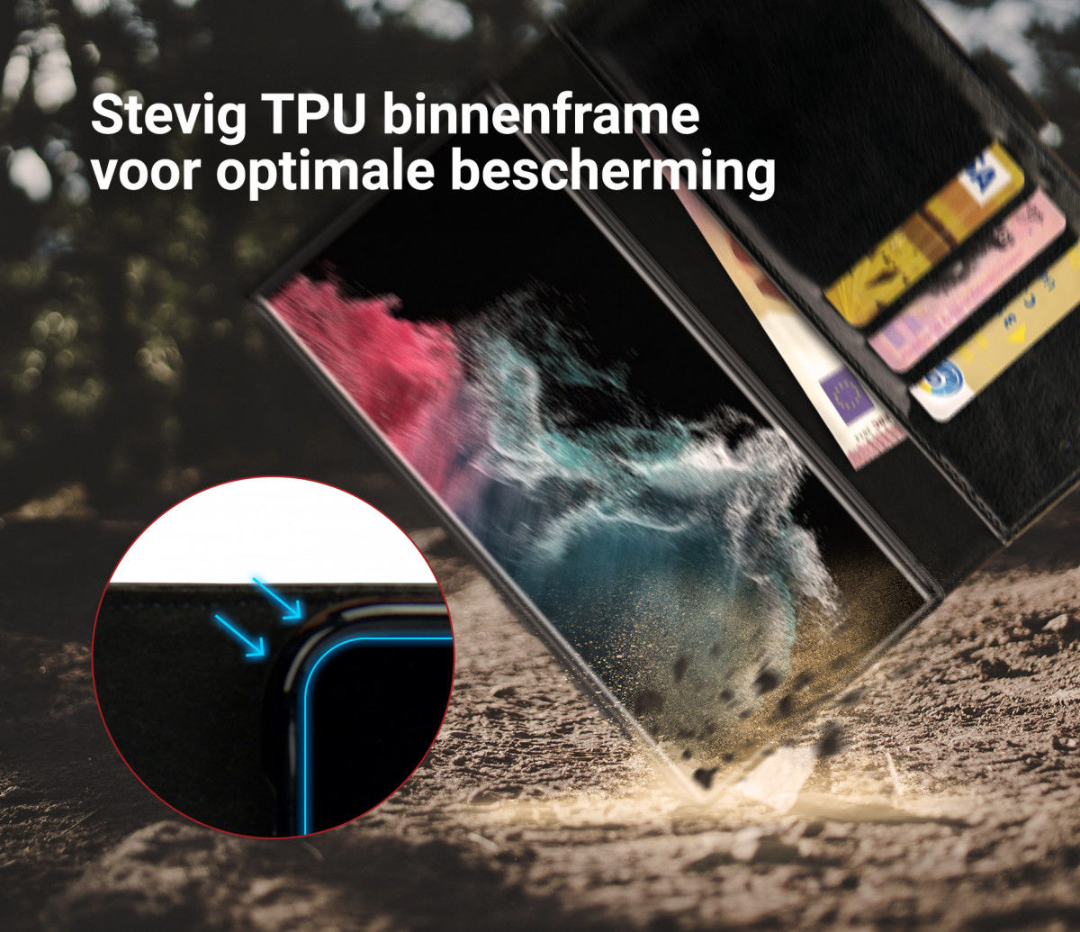 Rosso Element Samsung Galaxy S22 Ultra Hoesje Book Cover Wallet Zwart afbeelding 3