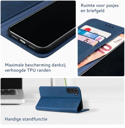 Rosso Element Samsung Galaxy S22 Hoesje Book Cover Wallet Blauw afbeelding 3