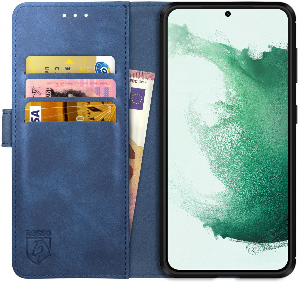 Rosso Element Samsung Galaxy S22 Plus Hoesje Book Cover Wallet Blauw afbeelding 1