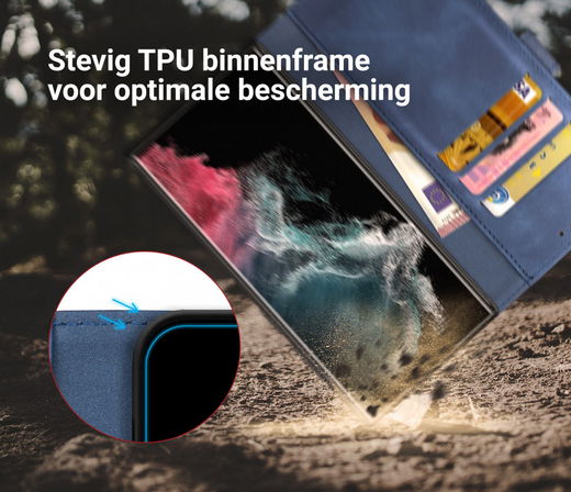 Rosso Element Samsung Galaxy S22 Ultra Hoesje Book Cover Wallet Blauw afbeelding 10