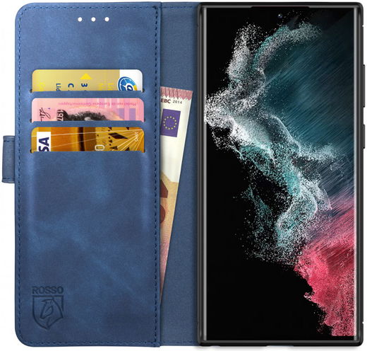Rosso Element Samsung Galaxy S22 Ultra Hoesje Book Cover Wallet Blauw afbeelding 1