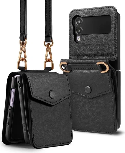 Ringke Folio Signature Samsung Galaxy Z Flip 3 Hoesje met Koord Zwart afbeelding 1