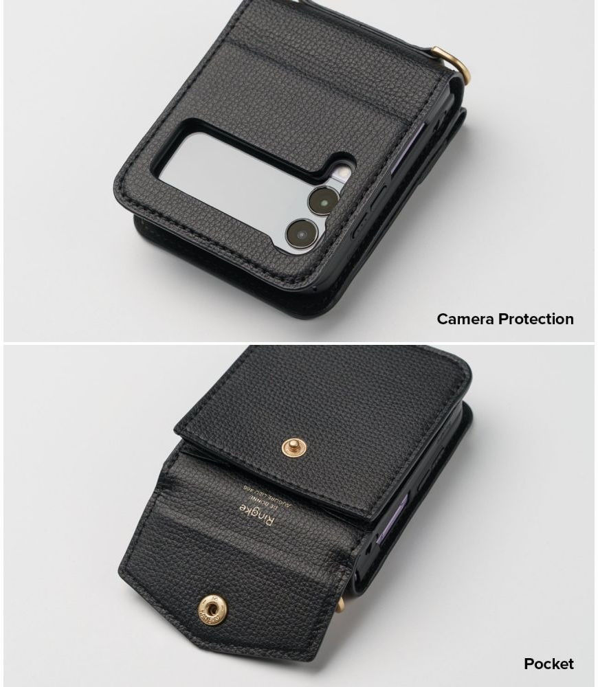 Ringke Folio Signature Samsung Galaxy Z Flip 3 Hoesje met Koord Zwart afbeelding 2