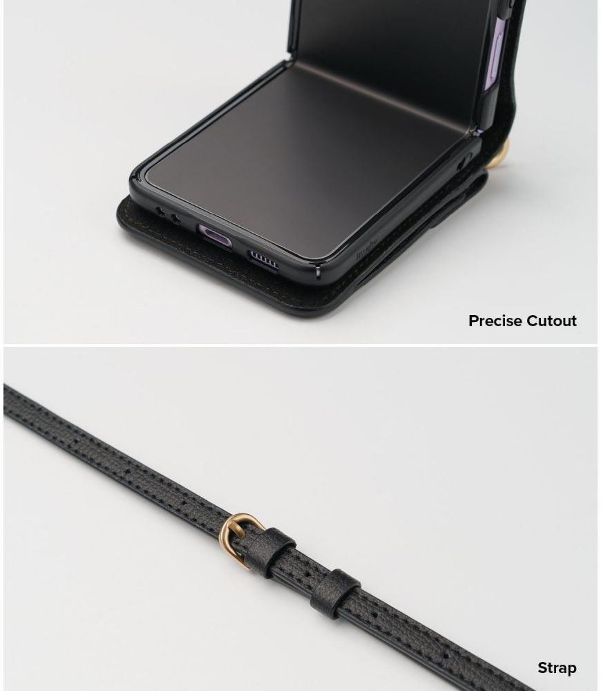 Ringke Folio Signature Samsung Galaxy Z Flip 3 Hoesje met Koord Zwart afbeelding 3