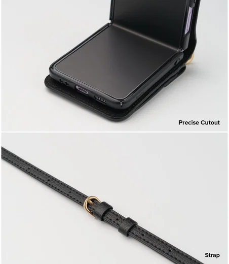 Ringke Folio Signature Samsung Galaxy Z Flip 3 Hoesje met Koord Zwart afbeelding 3