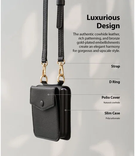 Ringke Folio Signature Samsung Galaxy Z Flip 3 Hoesje met Koord Zwart afbeelding 4