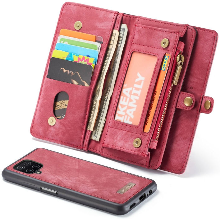 CaseMe 008 Samsung Galaxy A12 Hoesje Book Case en Back Cover Rood afbeelding 2