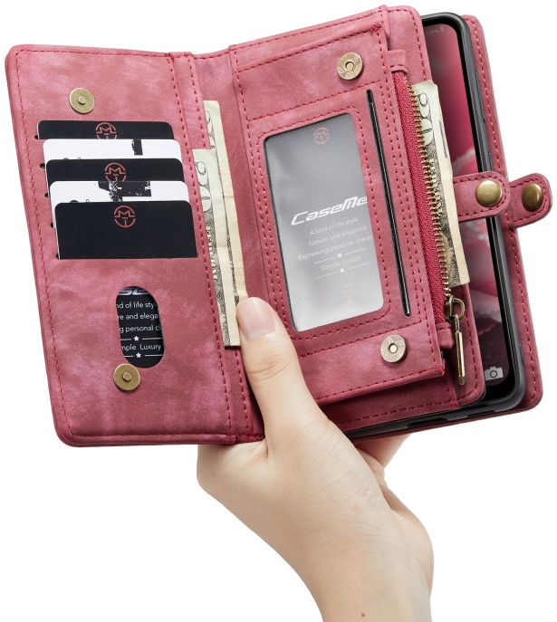CaseMe 008 Samsung Galaxy A12 Hoesje Book Case en Back Cover Rood afbeelding 3