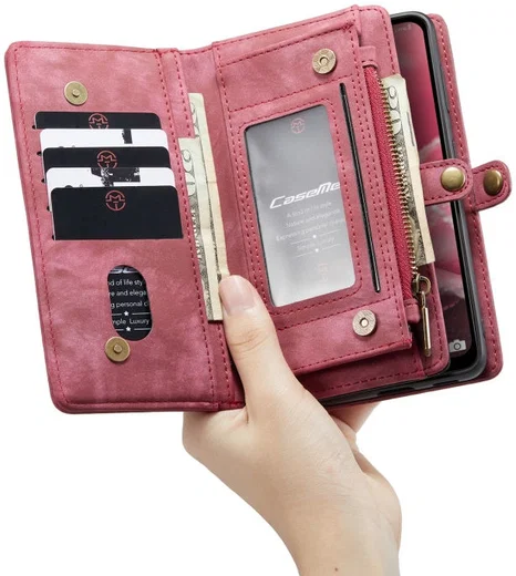 CaseMe 008 Samsung Galaxy A12 Hoesje Book Case en Back Cover Rood afbeelding 3
