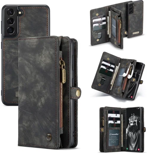 CaseMe 008 Samsung Galaxy S21 FE Hoesje Book Case Back Cover Zwart afbeelding 8
