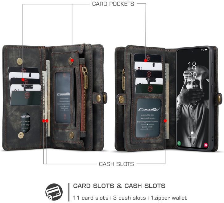 CaseMe 008 Samsung Galaxy S21 FE Hoesje Book Case Back Cover Zwart afbeelding 2