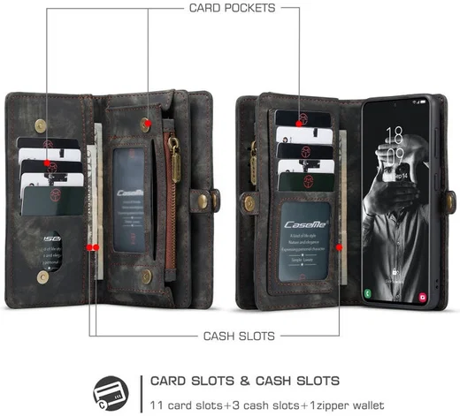 CaseMe 008 Samsung Galaxy S21 FE Hoesje Book Case Back Cover Zwart afbeelding 2
