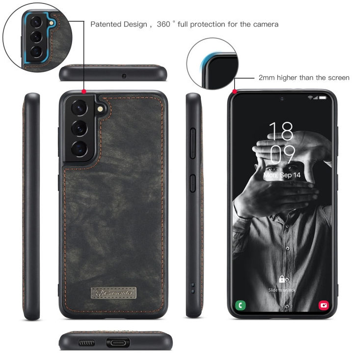 CaseMe 008 Samsung Galaxy S21 FE Hoesje Book Case Back Cover Zwart afbeelding 7