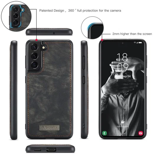 CaseMe 008 Samsung Galaxy S21 FE Hoesje Book Case Back Cover Zwart afbeelding 7