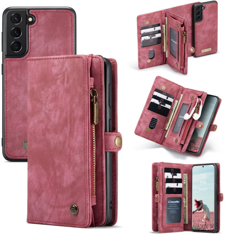 CaseMe 008 Samsung Galaxy S21 FE Hoesje Book Case Back Cover Rood afbeelding 2