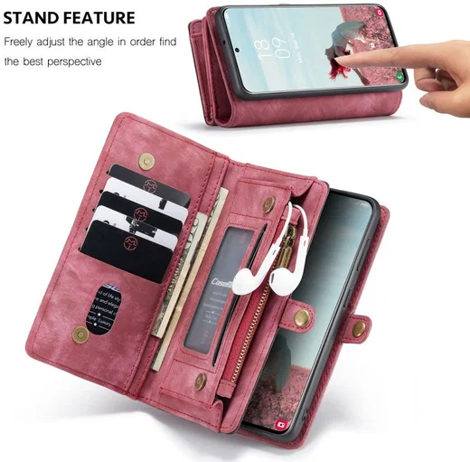 CaseMe 008 Samsung Galaxy S21 FE Hoesje Book Case Back Cover Rood afbeelding 7