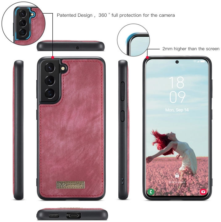 CaseMe 008 Samsung Galaxy S21 FE Hoesje Book Case Back Cover Rood afbeelding 8