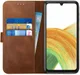 Rosso Deluxe Samsung Galaxy A33 Hoesje Echt Leer Book Case Bruin afbeelding 1