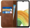 Rosso Deluxe Samsung Galaxy A33 Hoesje Echt Leer Book Case Bruin