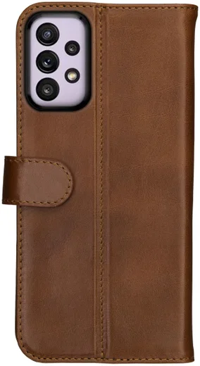 Rosso Deluxe Samsung Galaxy A33 Hoesje Echt Leer Book Case Bruin afbeelding 8