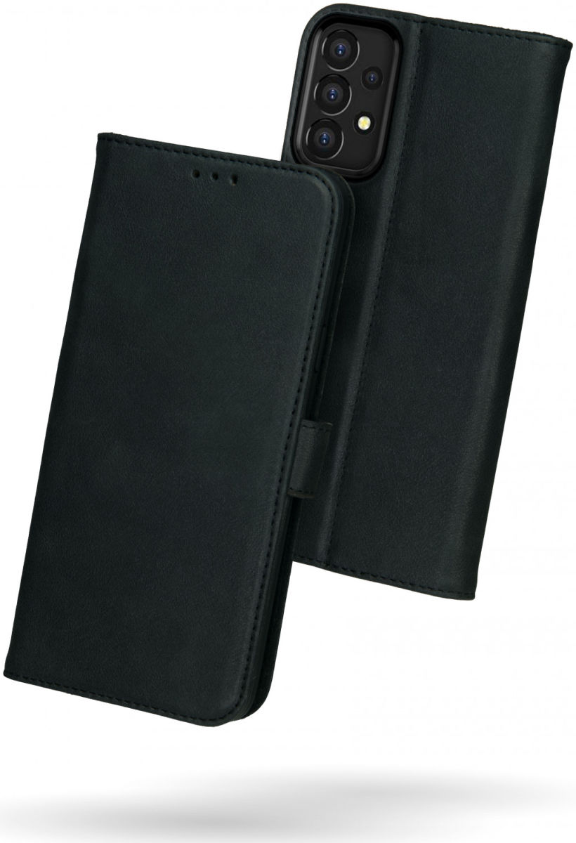 Rosso Deluxe Samsung Galaxy A53 Hoesje Echt Leer Book Case Zwart afbeelding 2