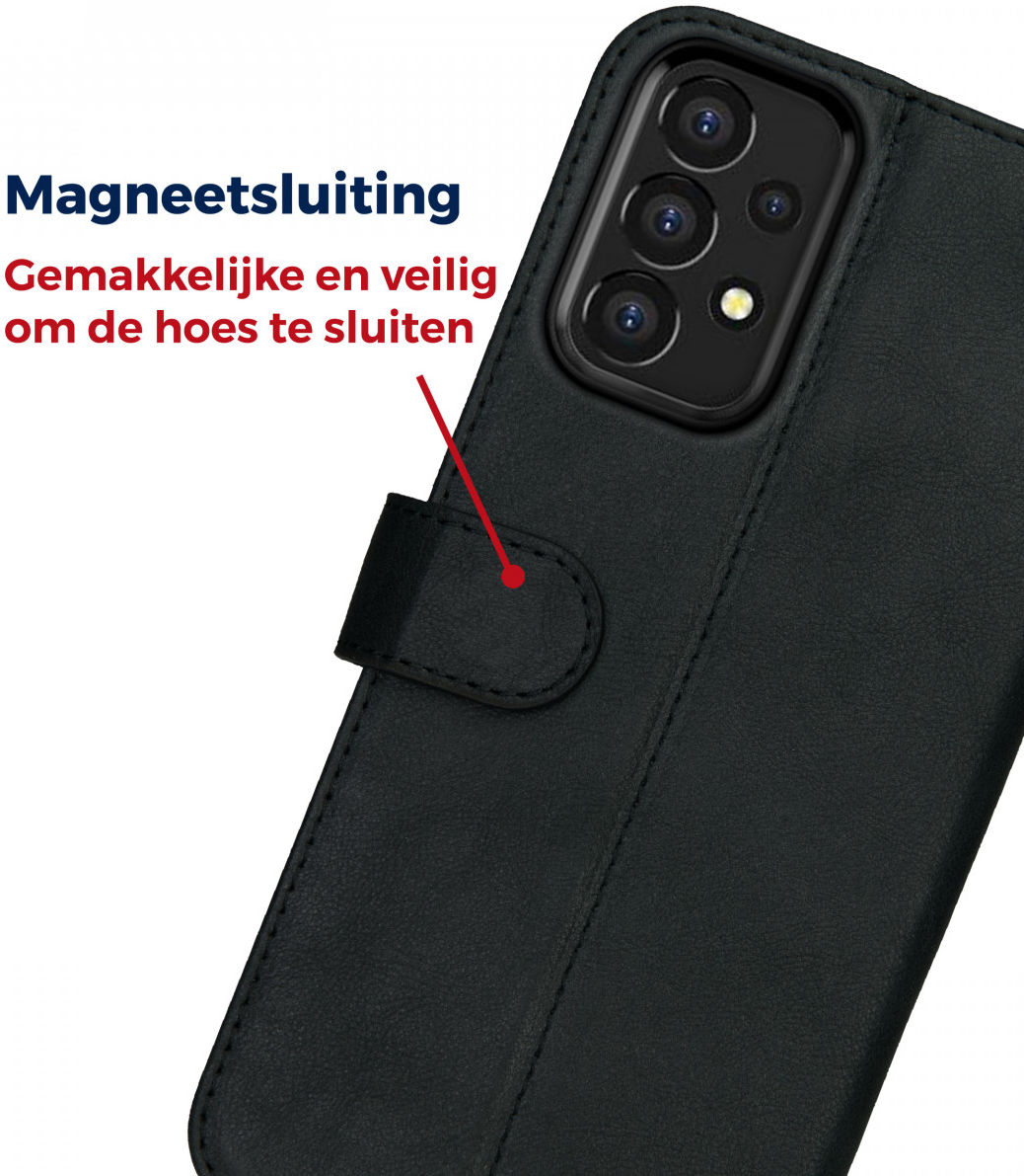 Rosso Deluxe Samsung Galaxy A53 Hoesje Echt Leer Book Case Zwart afbeelding 6