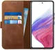 Rosso Deluxe Samsung Galaxy A53 Hoesje Echt Leer Book Case Bruin