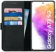 Rosso Deluxe Samsung Galaxy A73 Hoesje Echt Leer Book Case Zwart afbeelding 1