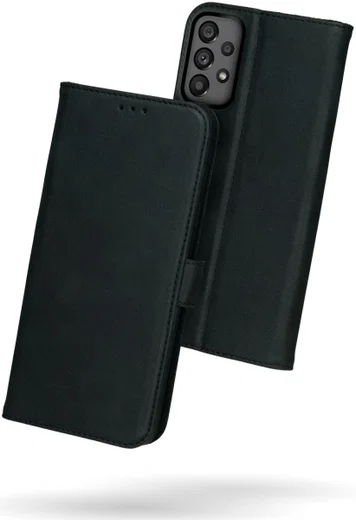 Rosso Deluxe Samsung Galaxy A73 Hoesje Echt Leer Book Case Zwart afbeelding 2