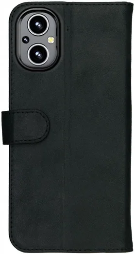 Rosso Deluxe Oppo Reno 8 Lite Hoesje Echt Leer Book Case Zwart afbeelding 2