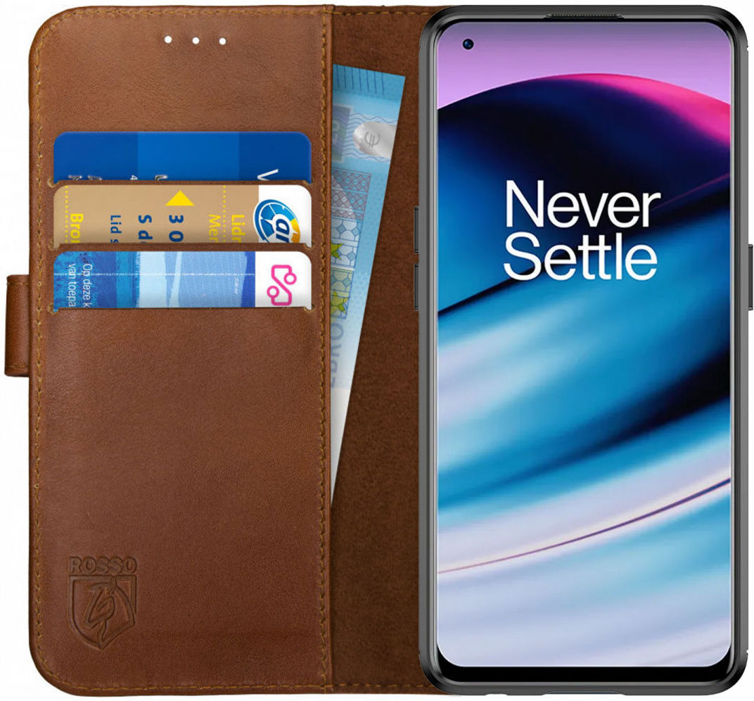 Rosso Deluxe Oppo Reno 8 Lite Hoesje Echt Leer Book Case Bruin afbeelding 1