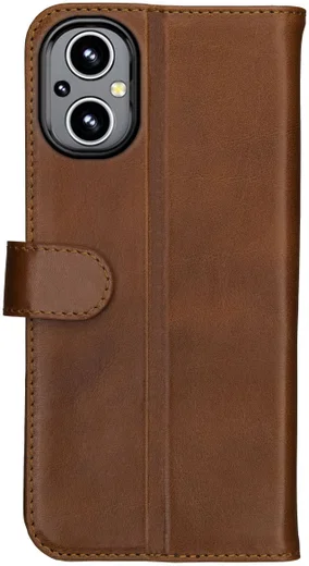 Rosso Deluxe Oppo Reno 8 Lite Hoesje Echt Leer Book Case Bruin afbeelding 2