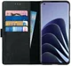Rosso Deluxe OnePlus 10 Pro Hoesje Echt Leer Book Case Zwart