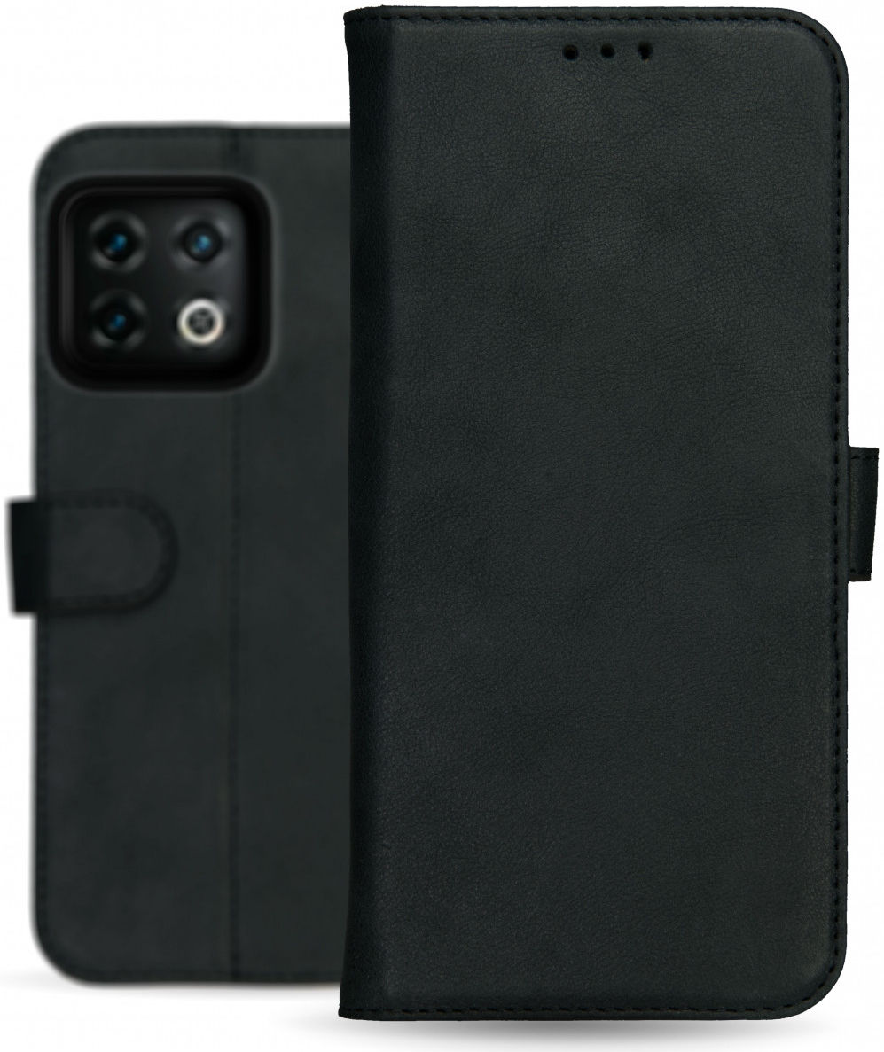 Rosso Deluxe OnePlus 10 Pro Hoesje Echt Leer Book Case Zwart afbeelding 9