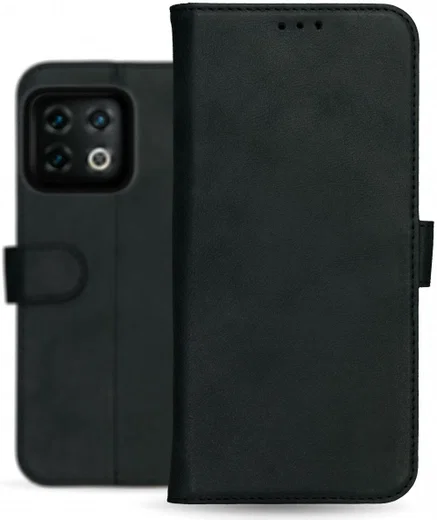 Rosso Deluxe OnePlus 10 Pro Hoesje Echt Leer Book Case Zwart afbeelding 9