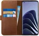 Rosso Deluxe OnePlus 10 Pro Hoesje Echt Leer Book Case Bruin afbeelding 1