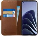 Rosso Deluxe OnePlus 10 Pro Hoesje Echt Leer Book Case Bruin