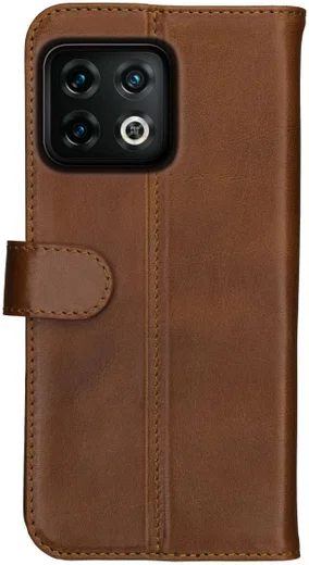 Rosso Deluxe OnePlus 10 Pro Hoesje Echt Leer Book Case Bruin afbeelding 2
